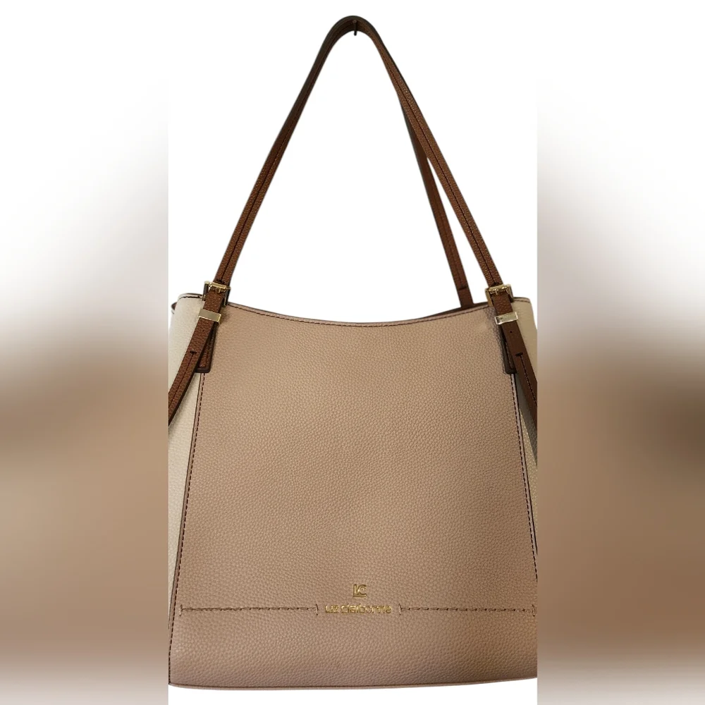 EUC Liz Claiborne Tote, Tan and Cream Purse, Liz Claiborne Purse, Two Toned Bag - Picture 7 of 16